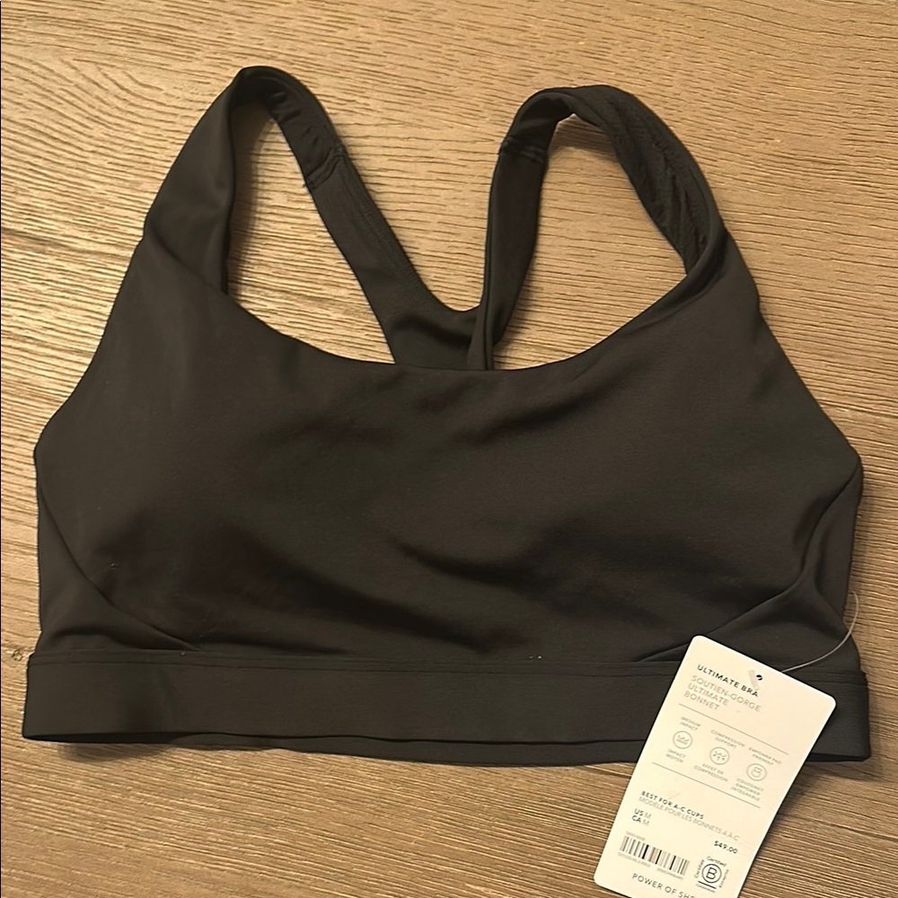 Black Racerback Sports Bra with Wide Straps